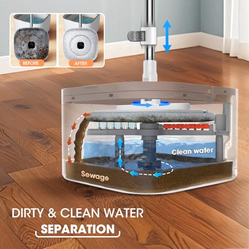 Spin Mop and Bucket Set with Separate Dirty Water System A6745