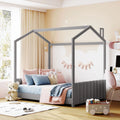 Full Size Beige Velvet Upholstered Platform Bed with Headboard & Footboard U83228