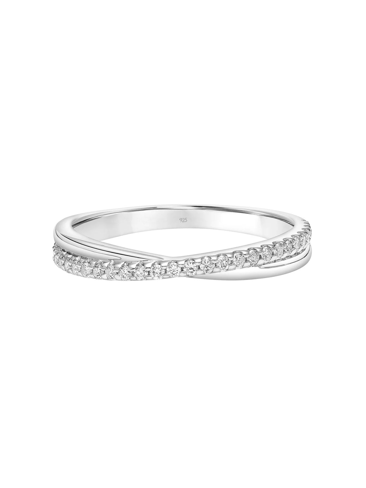 Sterling Silver Diamond Crossover Anniversary Ring Y157677