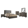 Walnut 5pc Cal King Bedroom Set with Faux Marble Tops V66526
