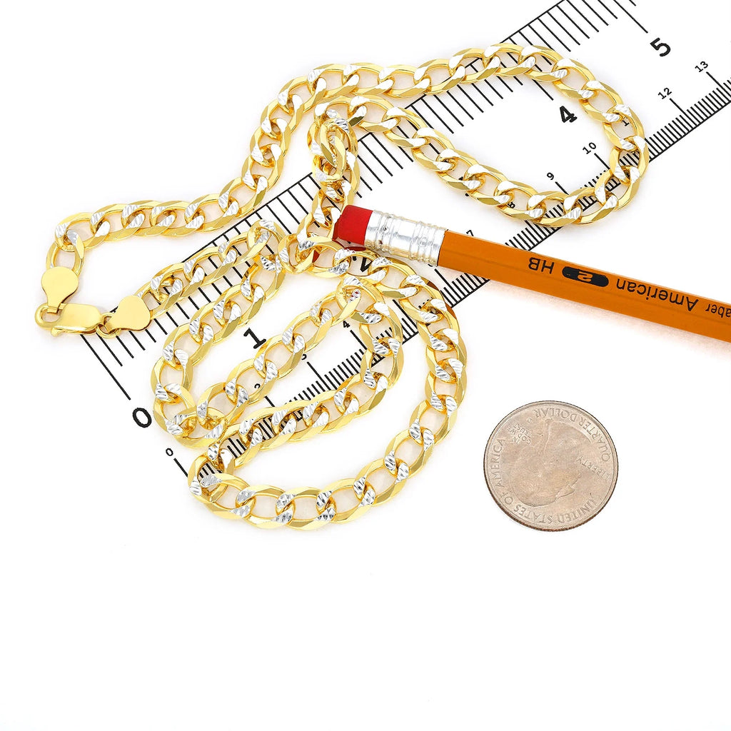 18K Gold Over Silver Diamond-Cut Cuban Chain Necklace 20"-26" S725
