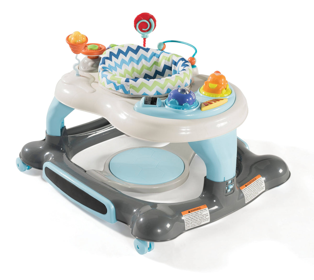 Blue 3-in-1 Activity Walker and Rocker with Jumping Board and Feeding Tray L340