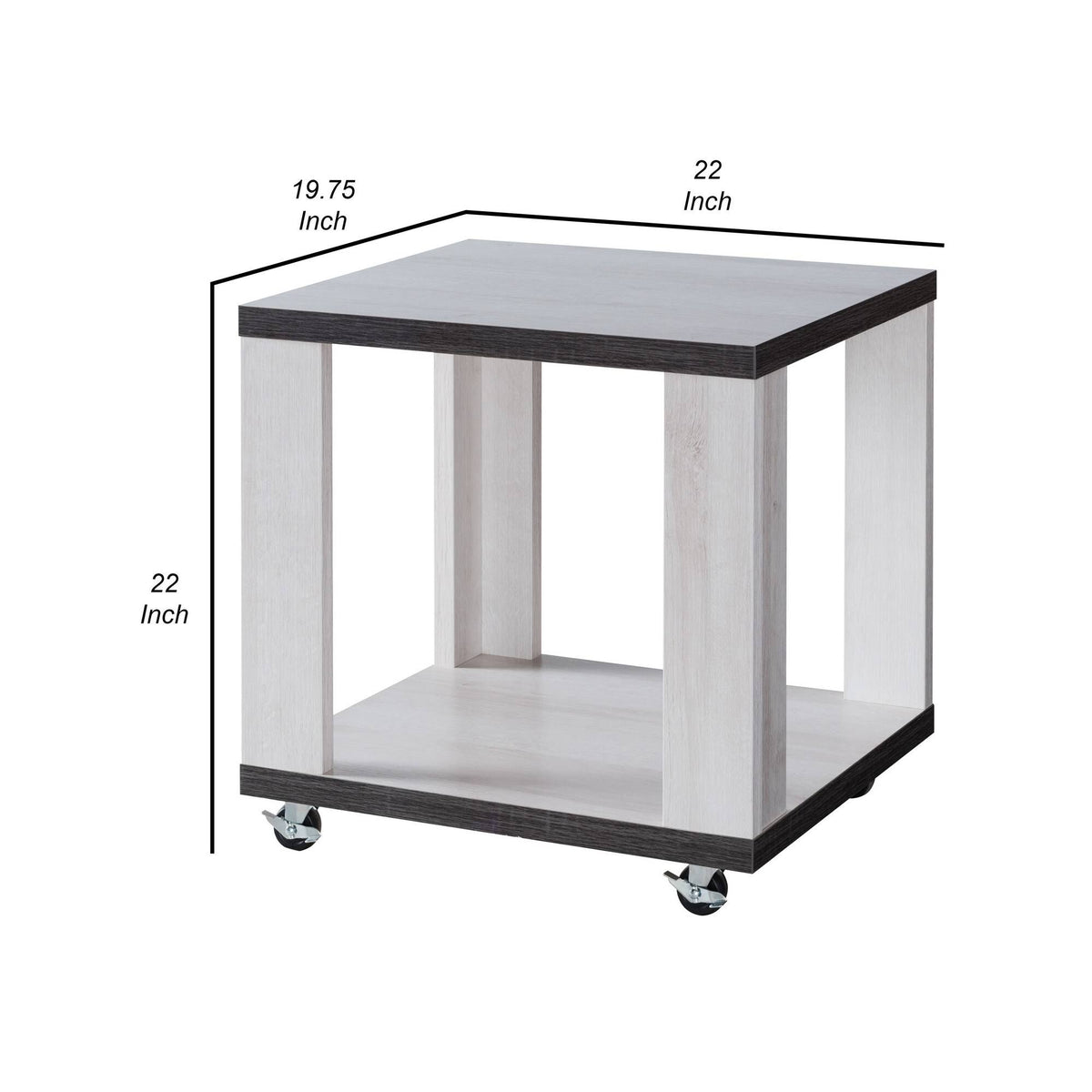 White and Gray MDF End Table with Wooden Open Bottom Shelf X572135