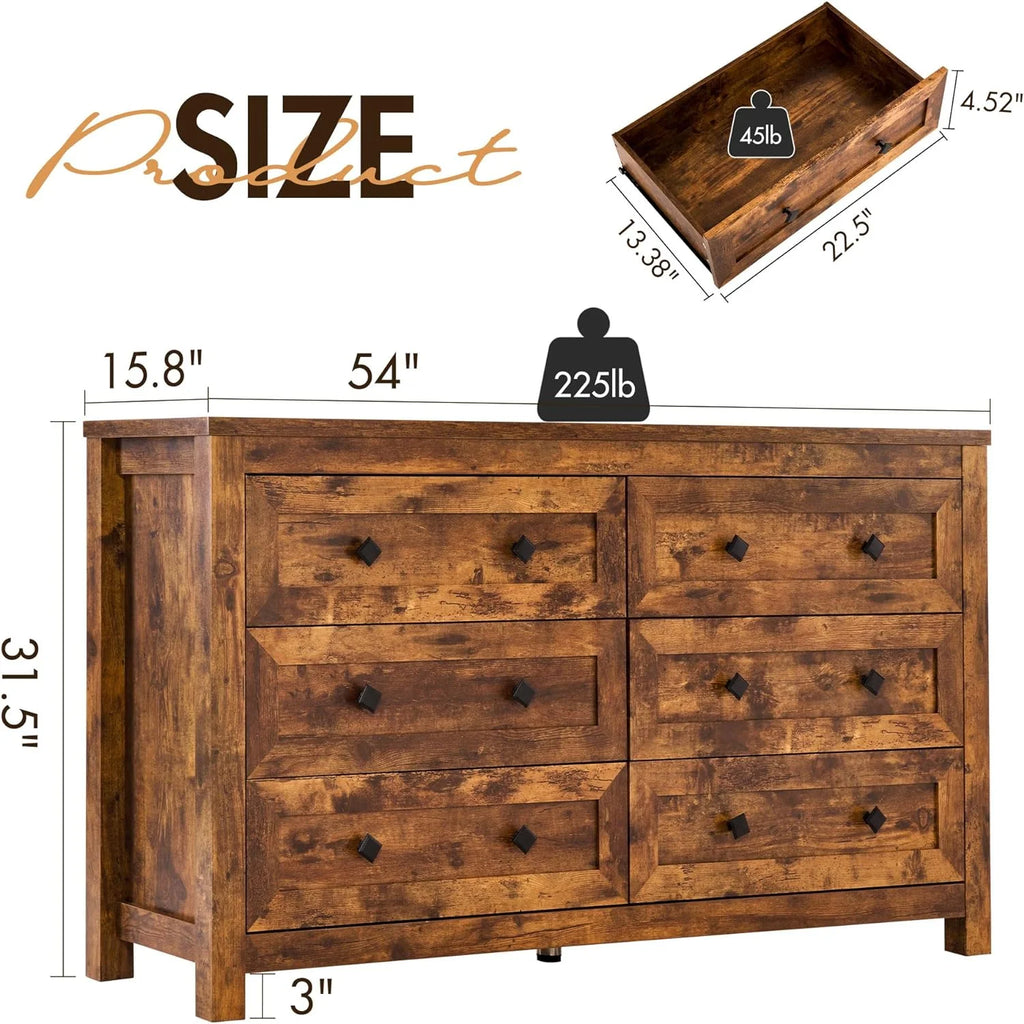 6 Drawer Farmhouse Wood Dresser Q644794