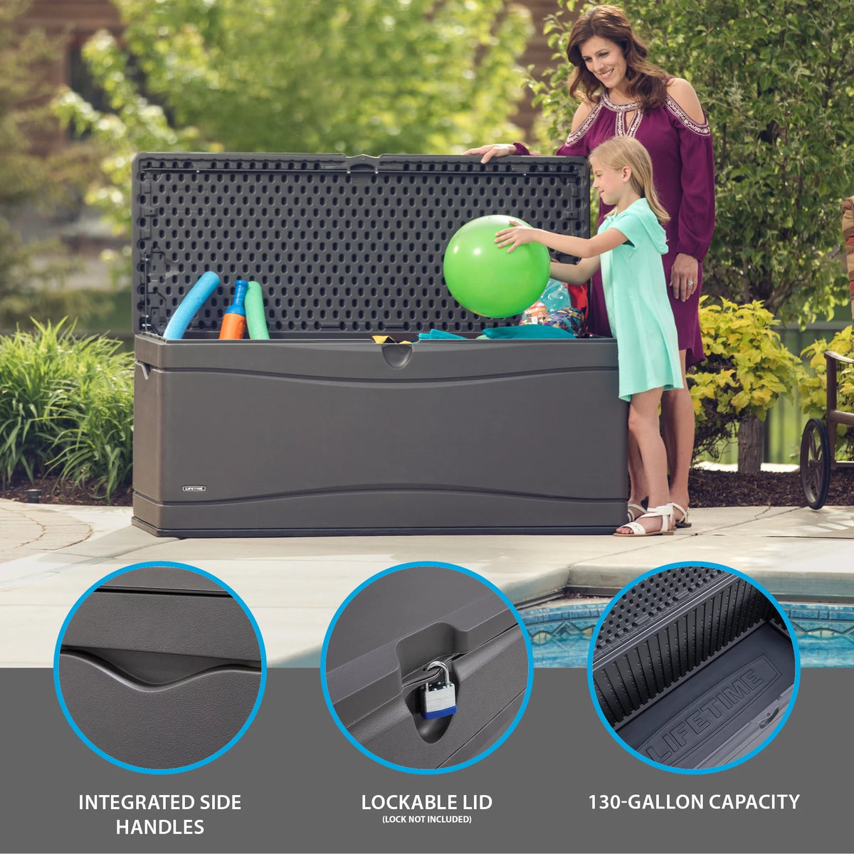Heavy-Duty 130 Gallon Plastic Deck Box M820124