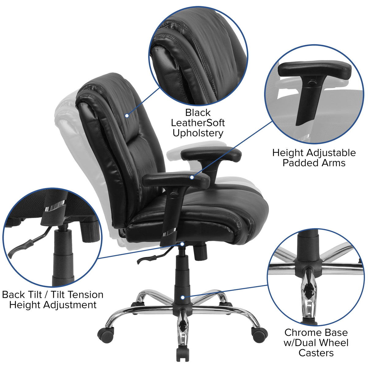 Black LeatherSoft Ergonomic Task Office Chair Q4736