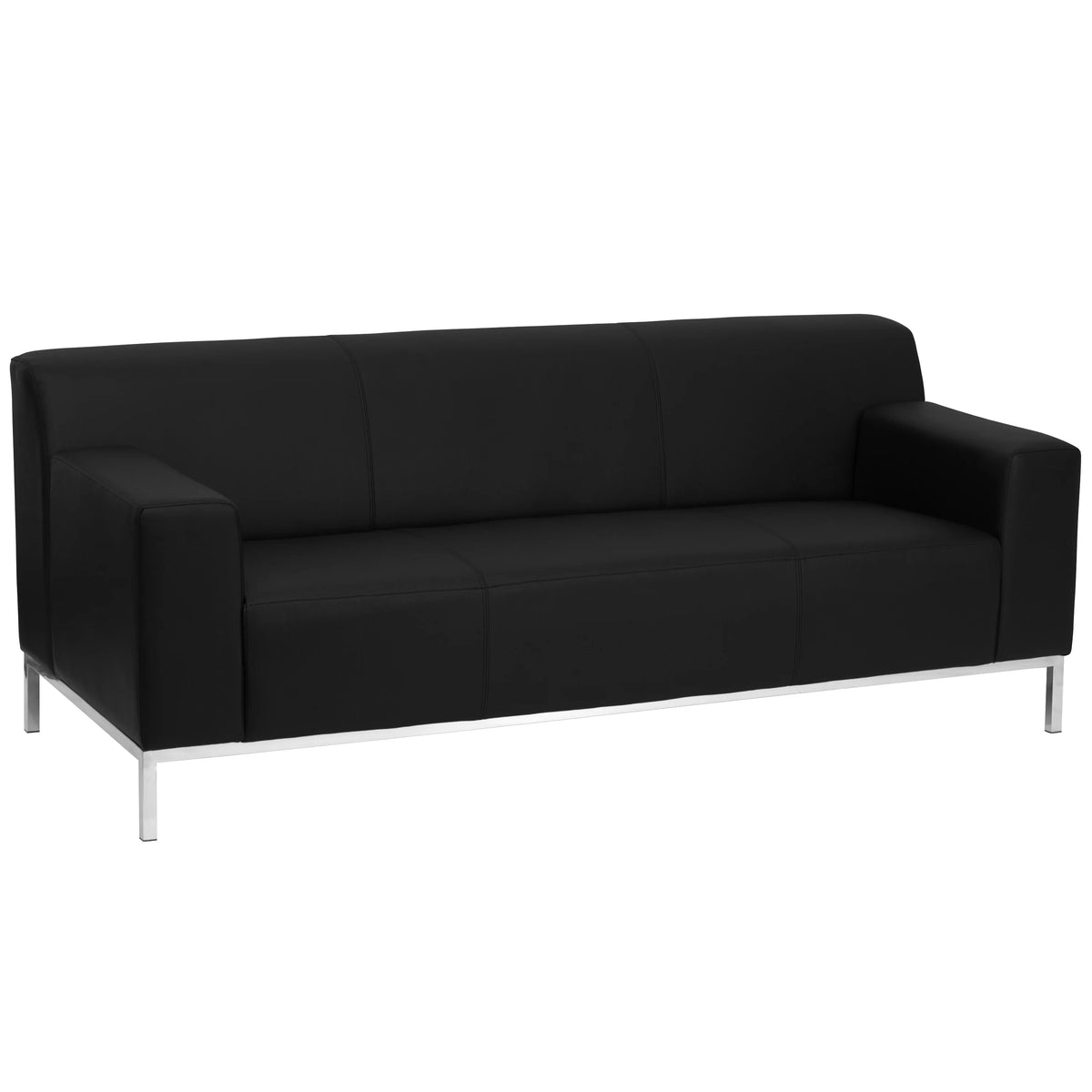 Black LeatherSoft Sofa with Stainless Steel Frame Z398079