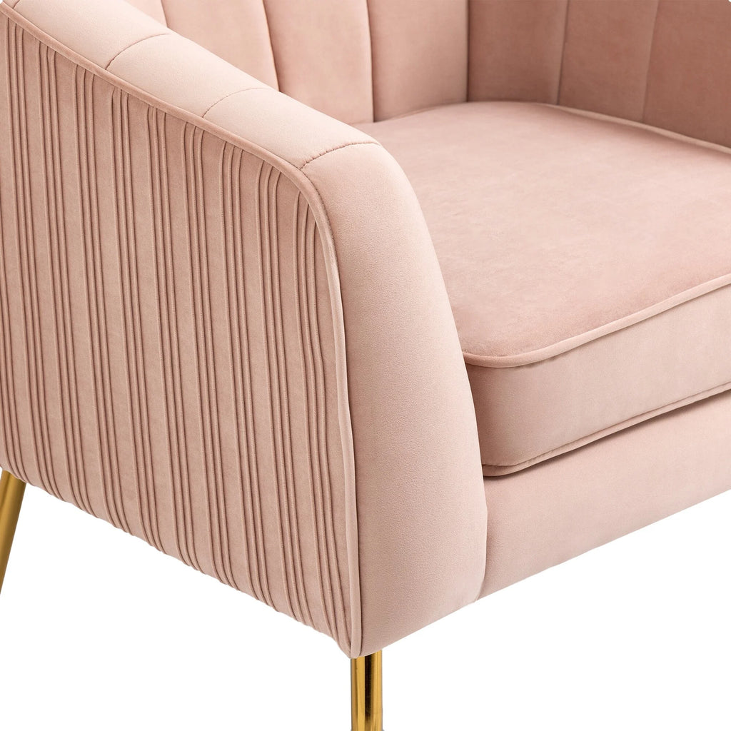 Pink Velvet Armchair with Ottoman Set O112358