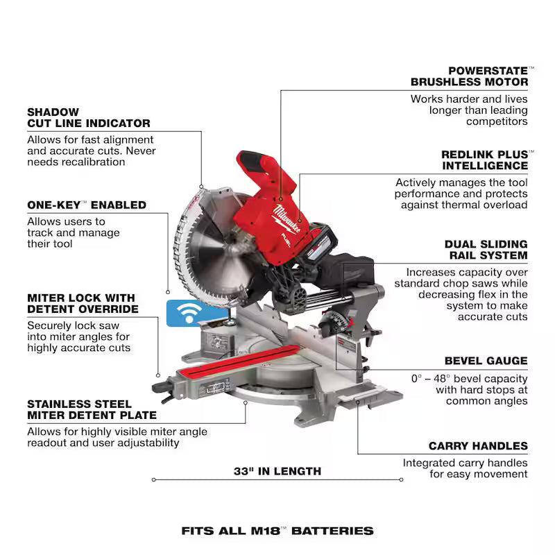 18V Lithium-Ion Brushless Cordless 12 in. Dual Bevel Sliding Compound Miter Saw Kit U61720