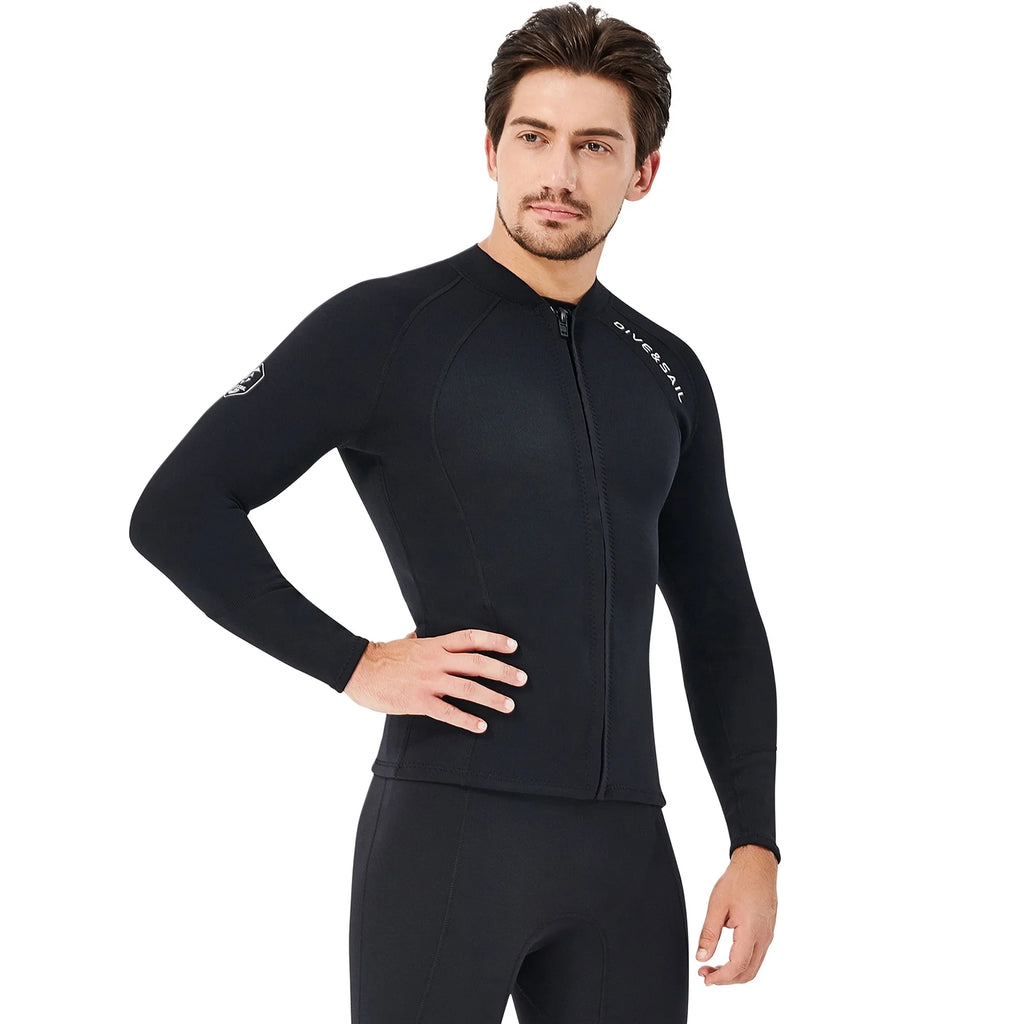 2mm Neoprene Front Zipper Wetsuits Jacket Long Sleeves G293