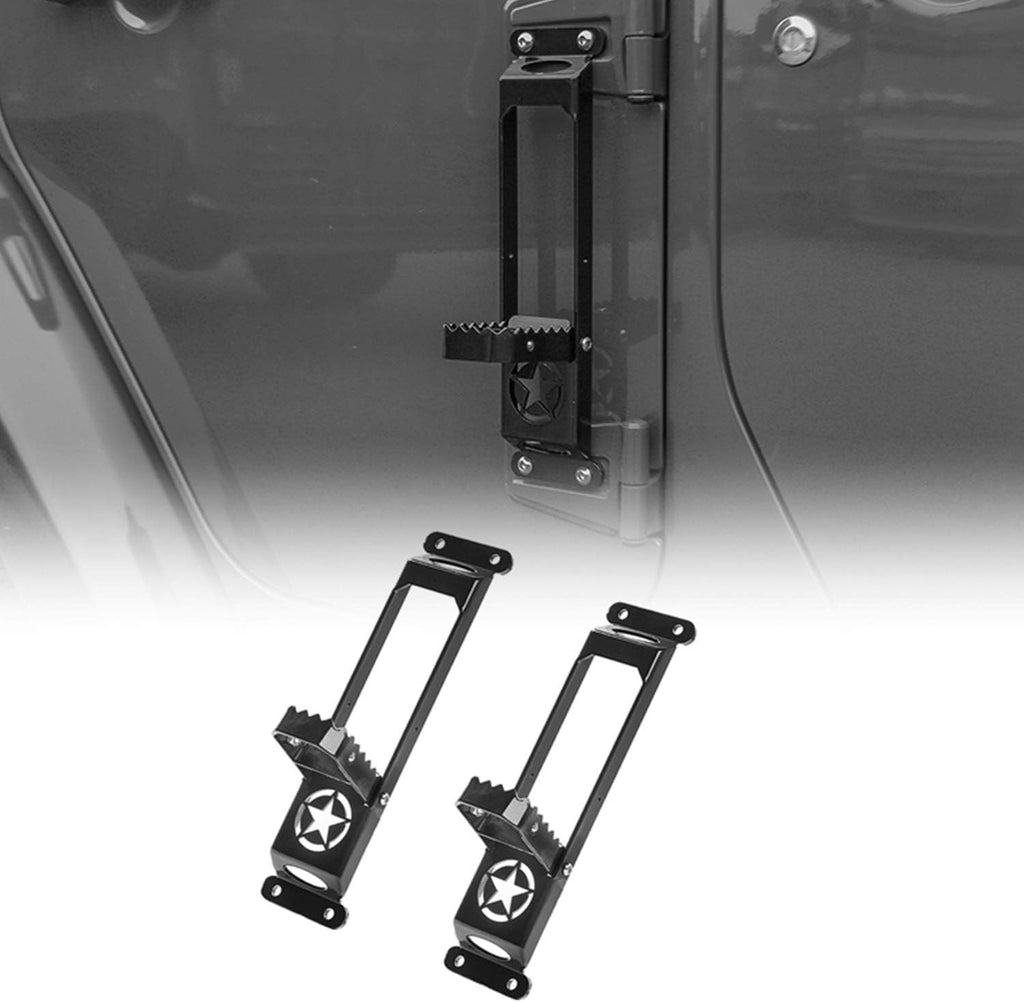 Black Foldable Door Hinge Step Foot Peg, Pack of 2 I777