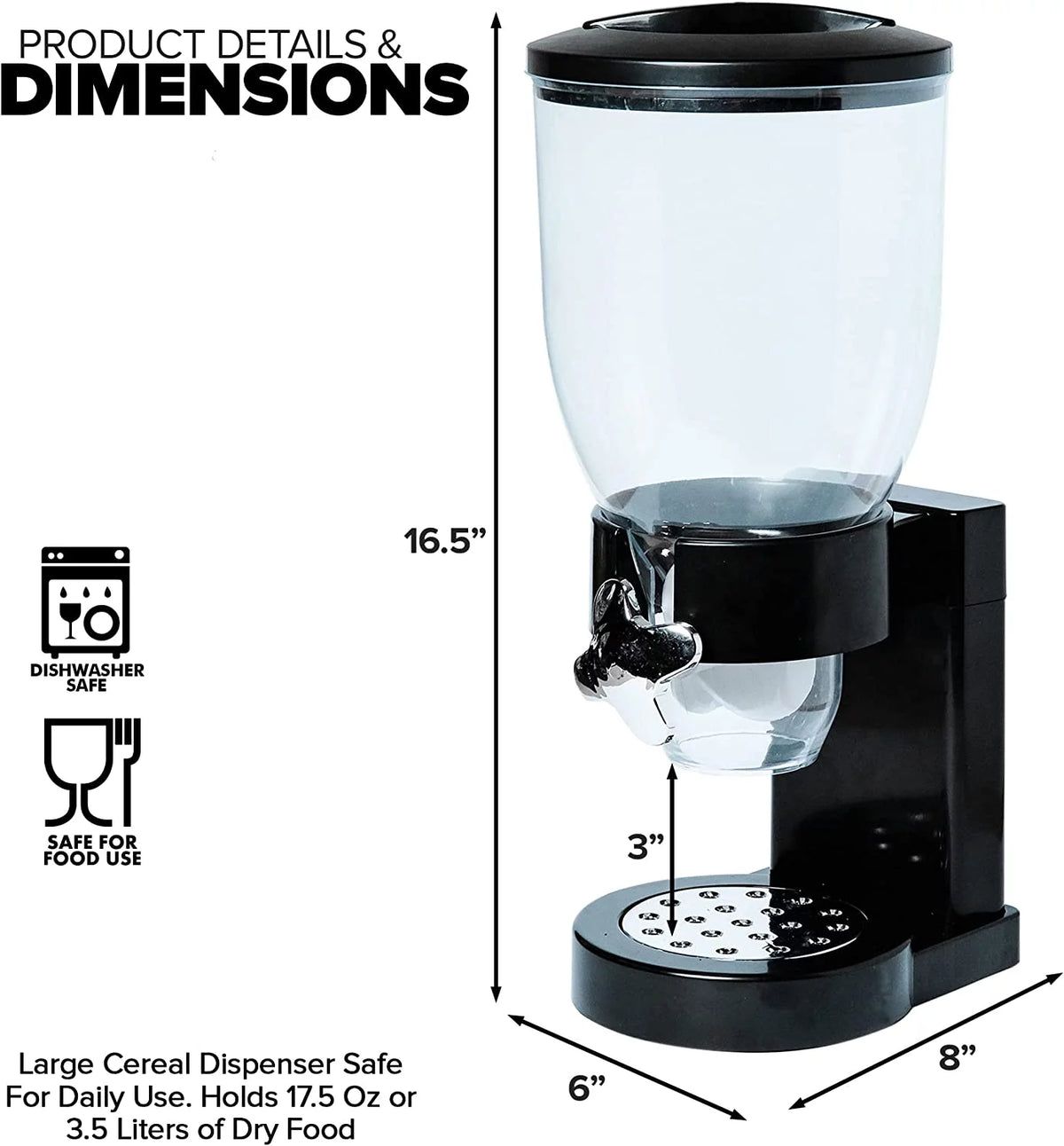 Black Cereal Food Dispenser H136