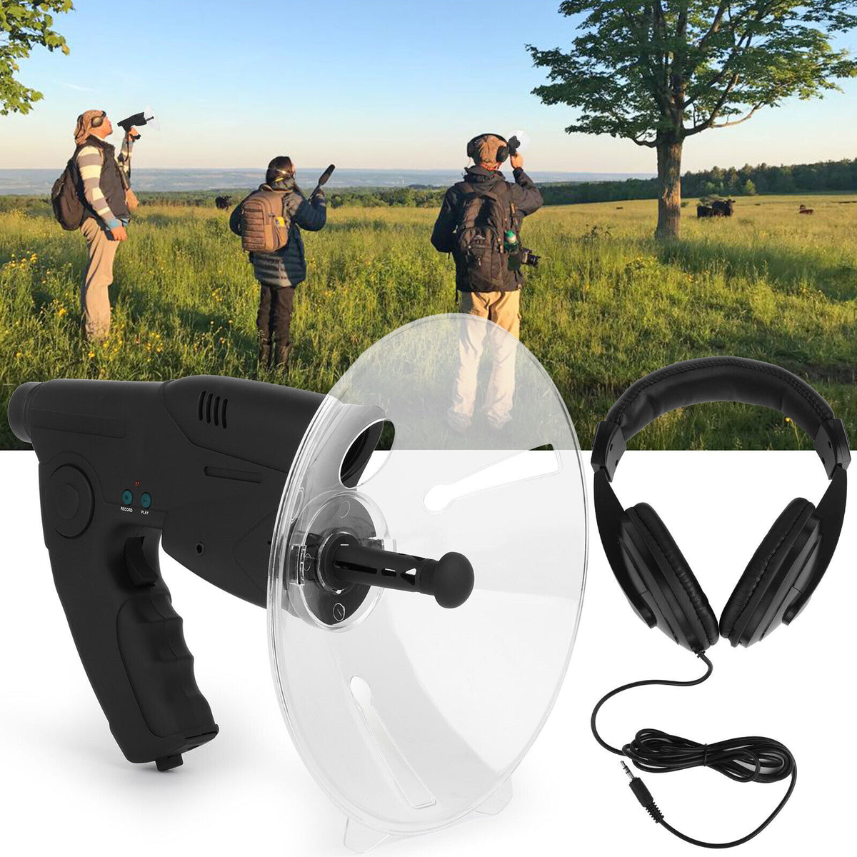 Parabolic Sonic Listening Device Microphone Amplifier 8X Bionic Ear N262