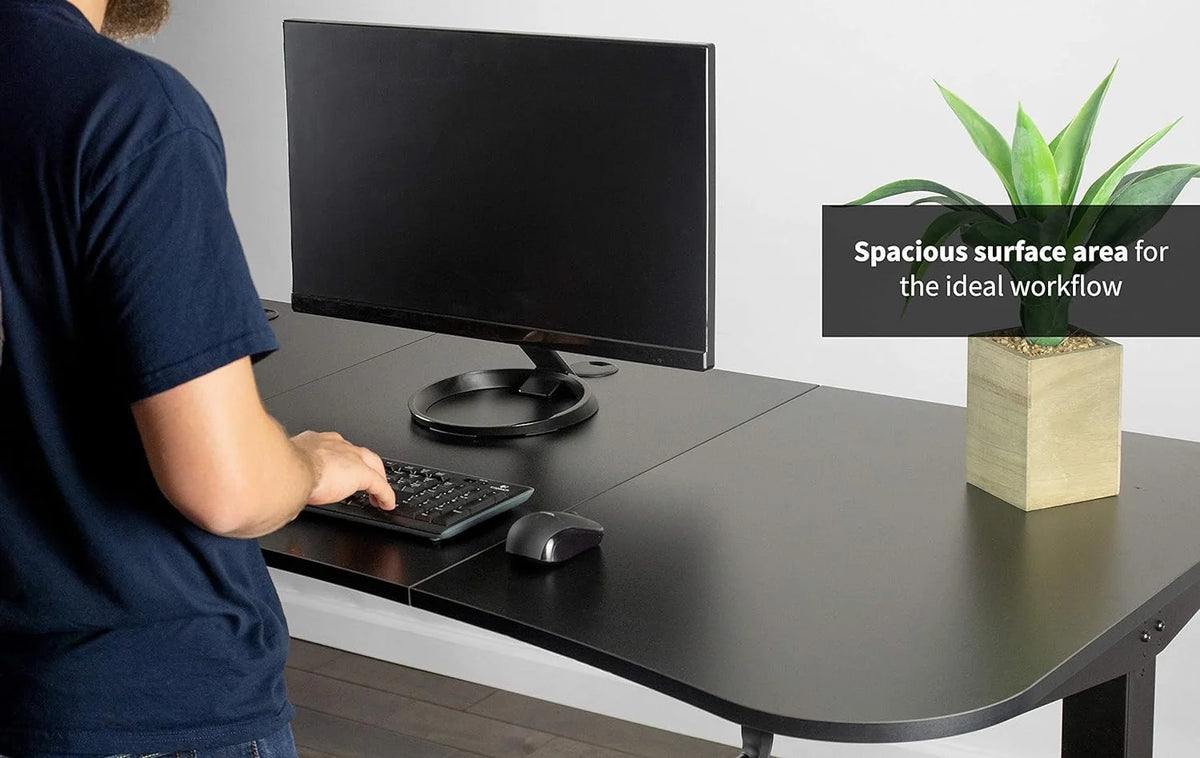 Height Adjustable 63 X 32 Inch Stand Up Desk with Black Table Top N5839