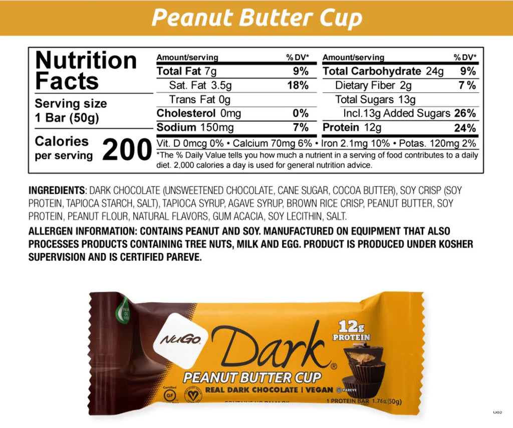 Dark Chocolate Peanut Butter Cup, 12g Vegan Protein, Gluten Free, 12 Count D527250