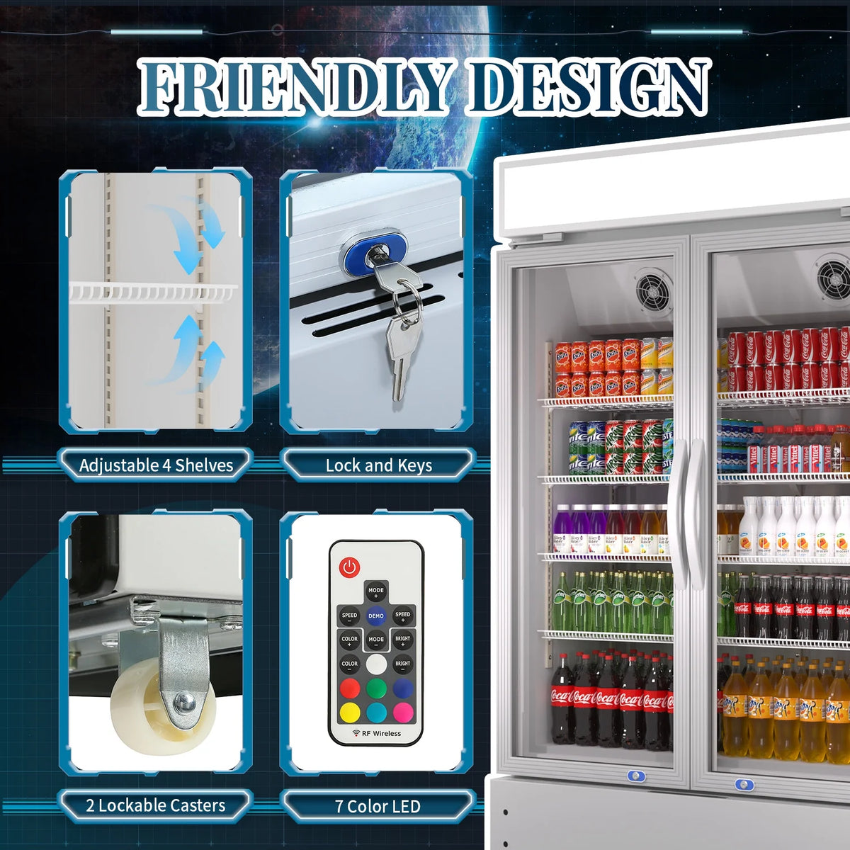 38'' Commercial Beverage Display Refrigerator with 2 Glass Doors S4048