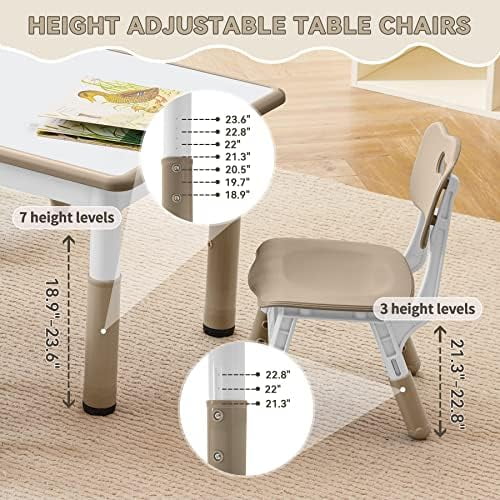 Height Adjustable Plastic Children Study Table and Chairs Set with 4 Seats C1121