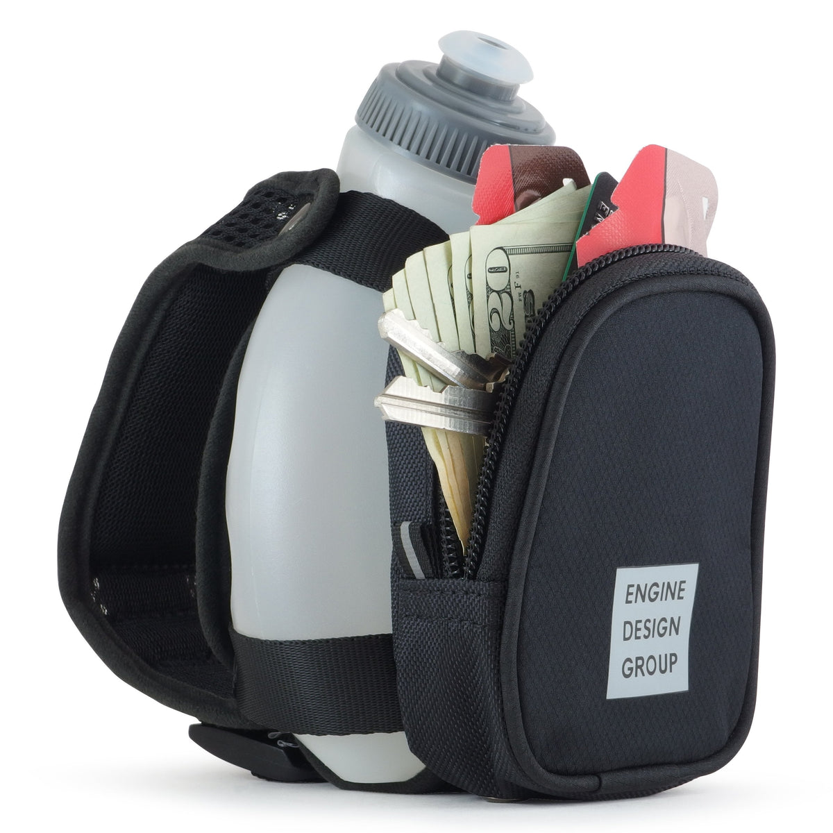 10 oz Handheld Water Bottle with Zippered Pocket M3615