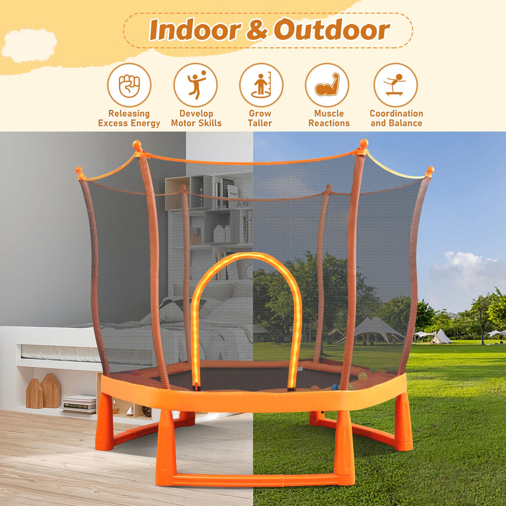 Toddlers Trampoline with Safety Enclosure Net and Ball Pit R69151