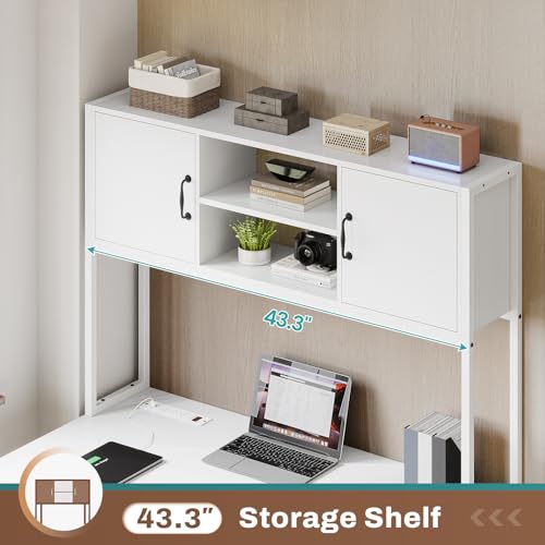 Black L Shaped Computer Desk with Fabric Drawers and Power Outlet T246