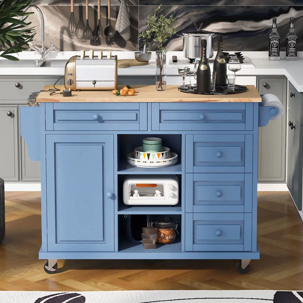 Mobile Kitchen Island Cart with Doors Drawers S7378