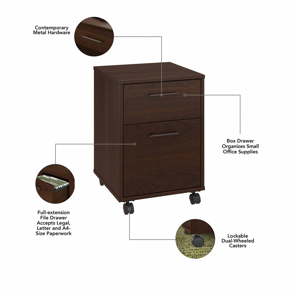 Linen White Oak L Shaped Desk with Hutch and 2 Drawer Mobile File Cabinet E3568
