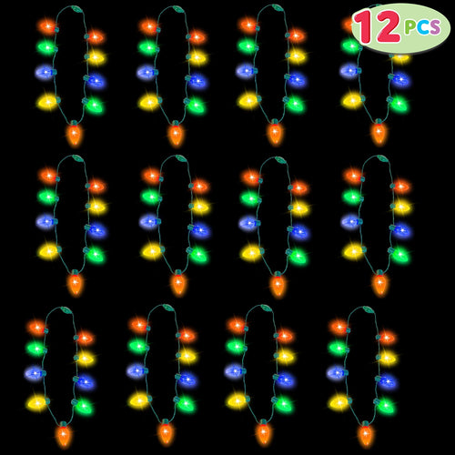 12 Piece Christmas LED Light Up Bulb Necklaces U15381