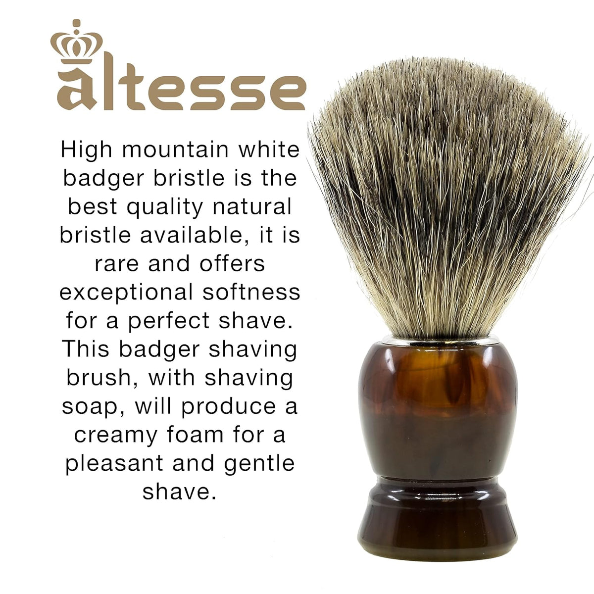 High Mountain White Badger Shaving Brush Q469