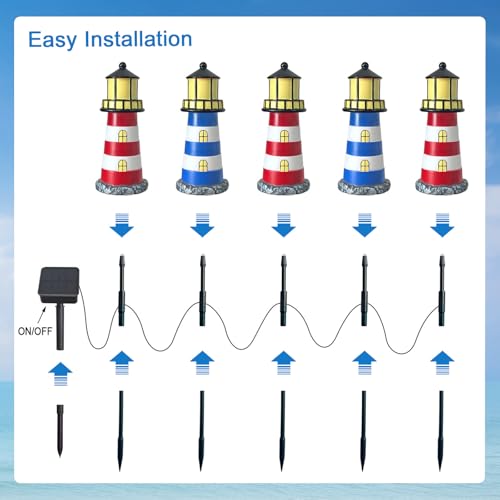 Solar Lighthouse Outdoor Garden Lights Waterproof T935451