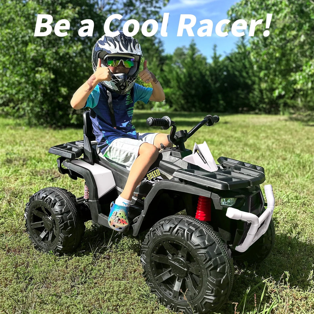 24V Kids ATV 4-Wheeler with 400W Motor, 2 Seater - Black N1246