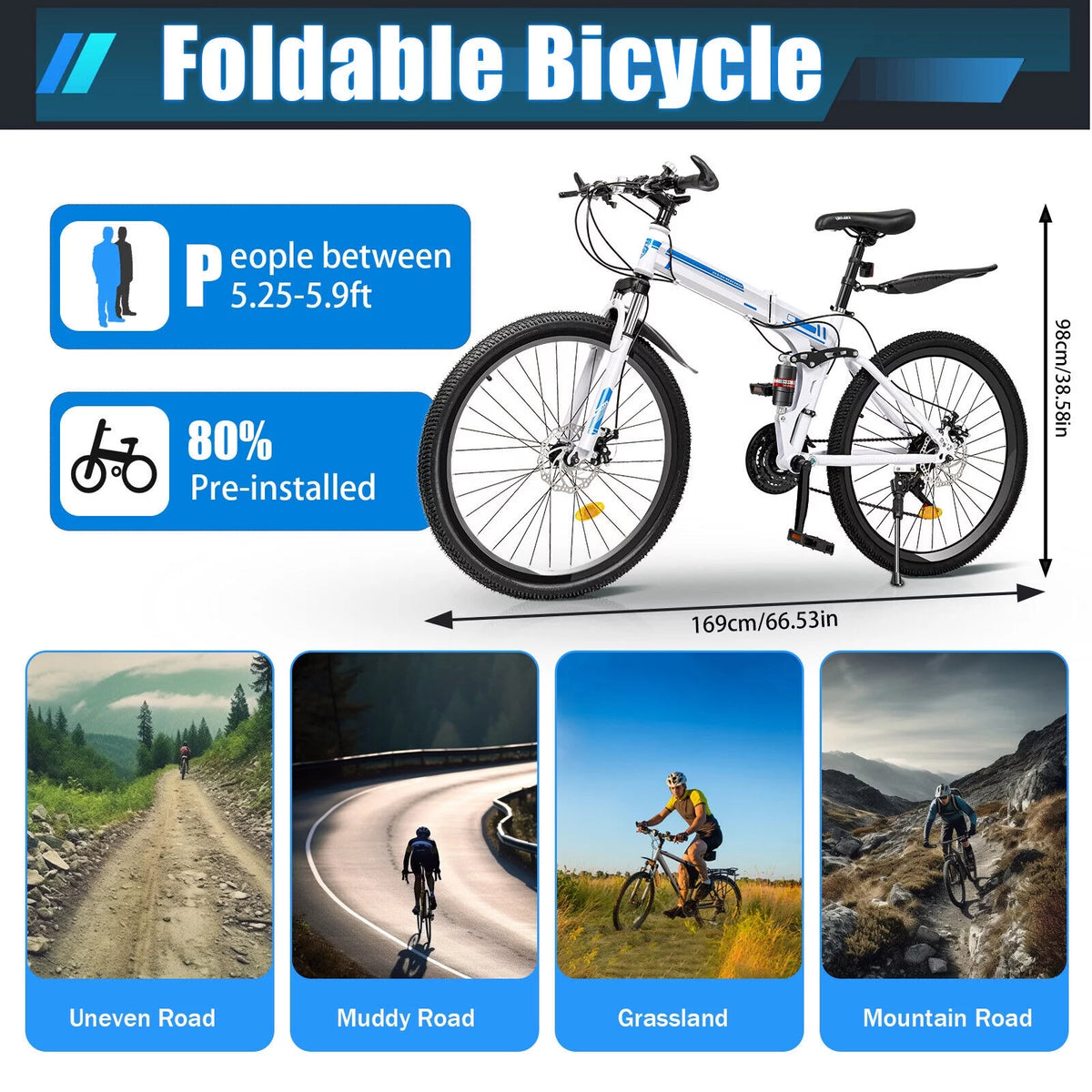 26 21-Speed Folding Mountain Bike R780306