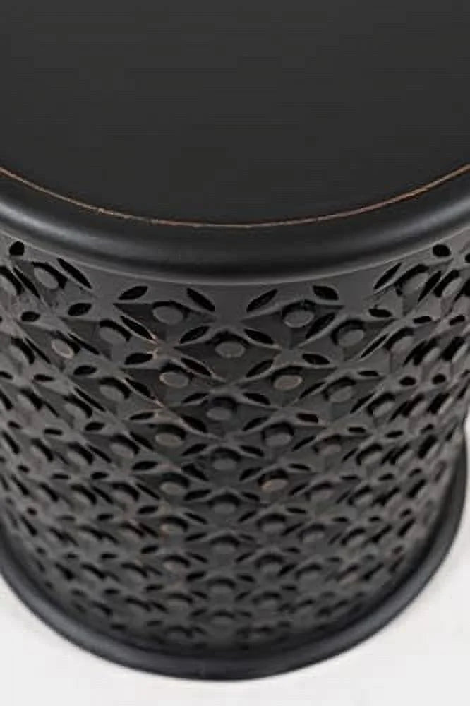 Antique Black Hardwood Drum End Table C122173
