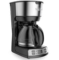 12-Cup 1.8 L Programmable Coffee Maker with Filter Black and Silver L9338