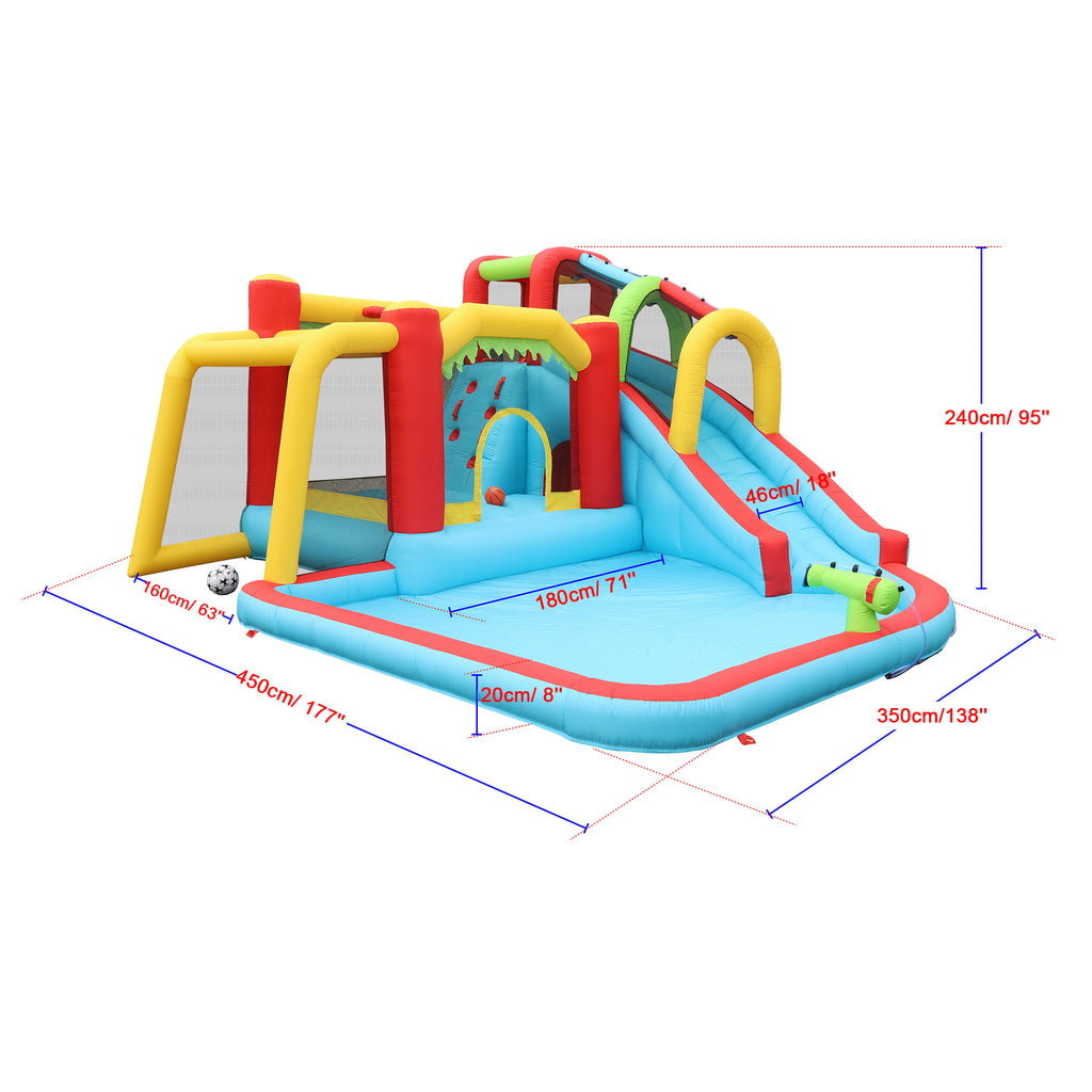 7 in 1 Inflatable Water Park Bouncer with Splash Pool E13345