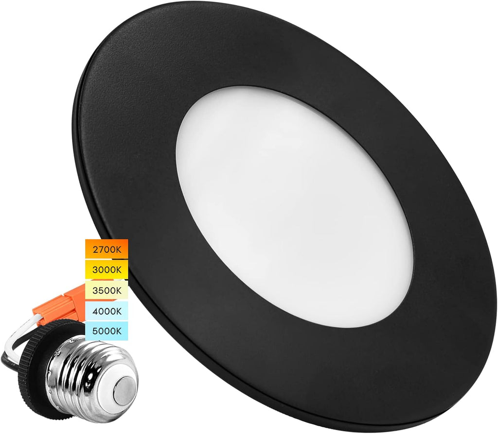 4 Inch LED Recessed Ceiling Light, 5 Color Selectable 2700K-5000K, Dimmable, 500 LM, Chrome I1144