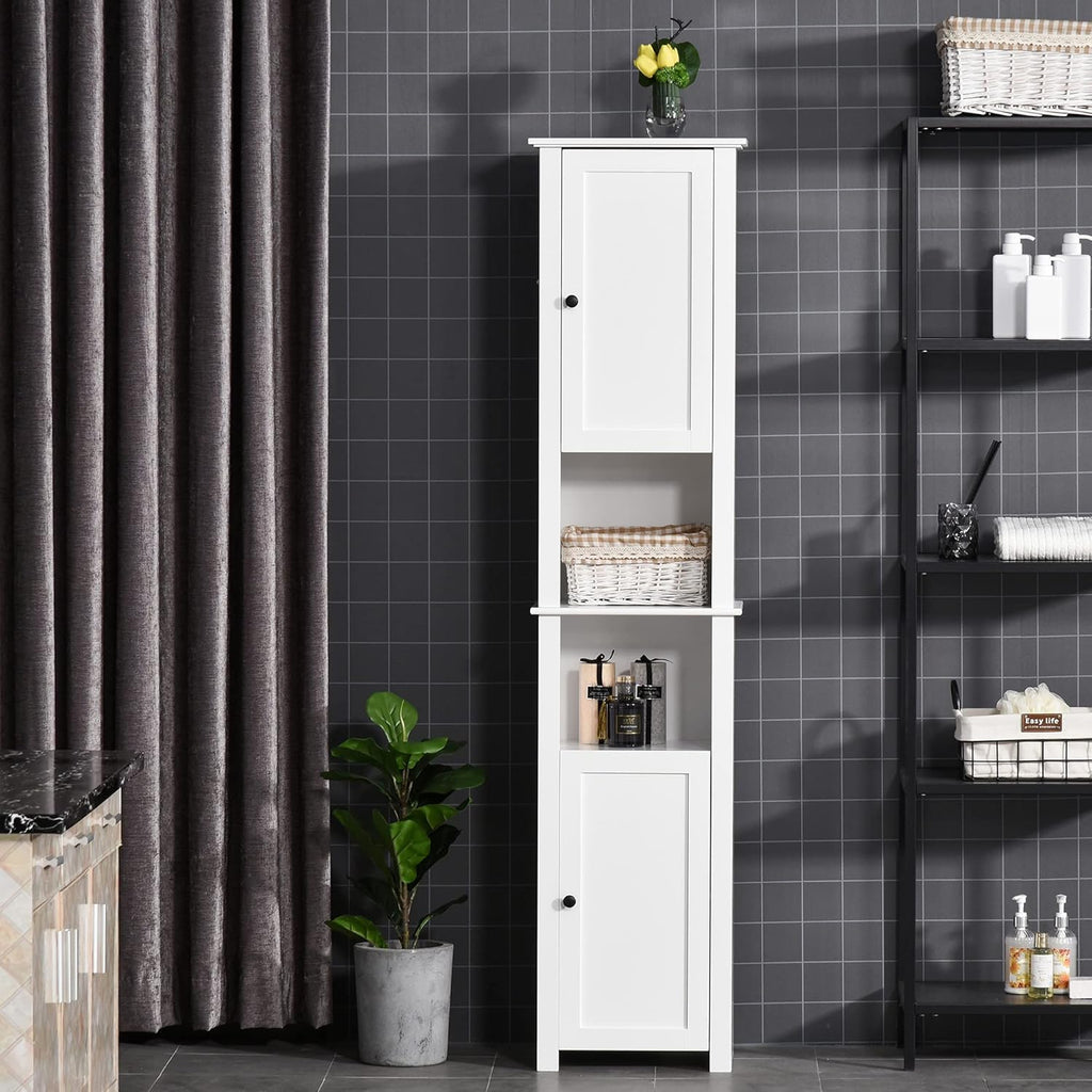 White Freestanding Bathroom Storage Cabinet with 2 Cupboards K5961
