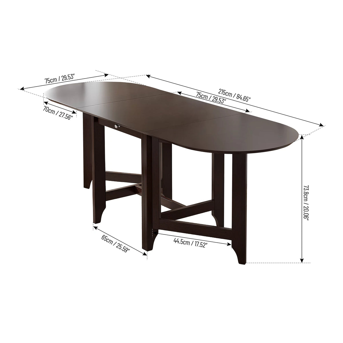 Drop-Leaf Rubberwood Dining Table with Drawer Dark Cappuccino N687