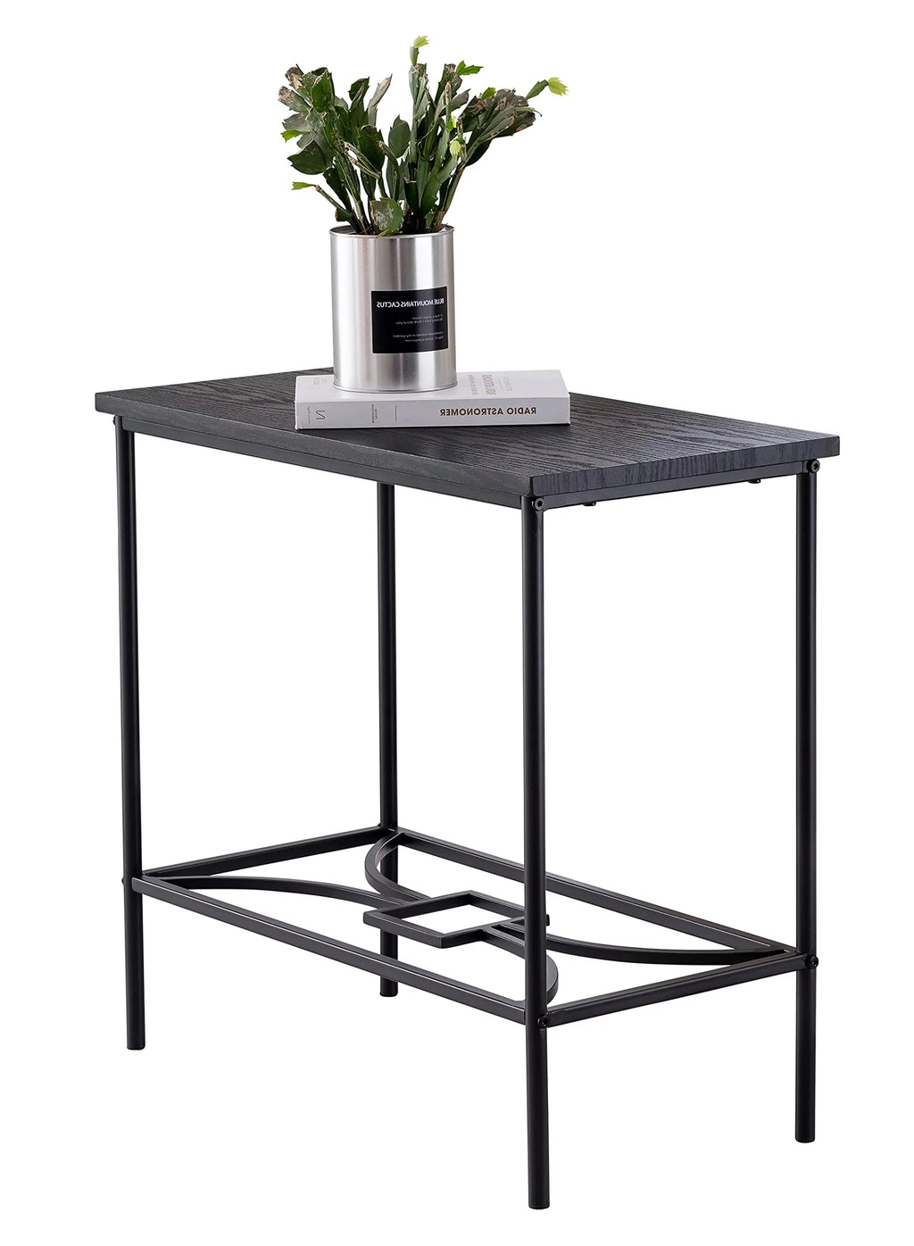Black Metal & Wood Side Table C729768