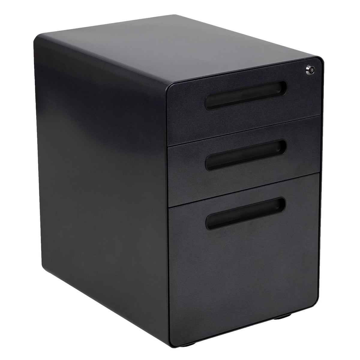 Black Computer Desk, Ergonomic Mesh Office Chair and Locking Mobile Filing Cabinet D76172