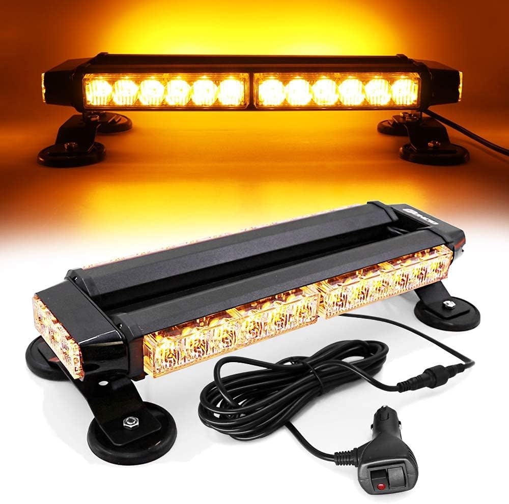 White Red 26 54 LED Roof Top Double Side Emergency Strobe Light Bar with Magnetic Base U85876